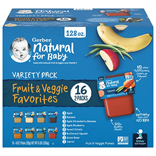 Gerber Purees 2nd Foods Veggie Fruit Variety Pack 8 Ounces Box of 16 Packaging May Vary 0 belly baby and beyond