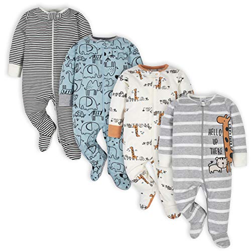 Gerber baby boys 4 Pack Sleep N Play Footie 0 belly baby and beyond