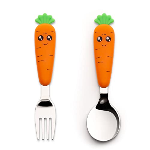 Ginbear Toddler Utensils with Case Kids Spoons and Forks Self feeding Stainless Steel Baby Silverware Child Flatware Sets Travel Cutlery Set for Ages 18 Months 0 belly baby and beyond