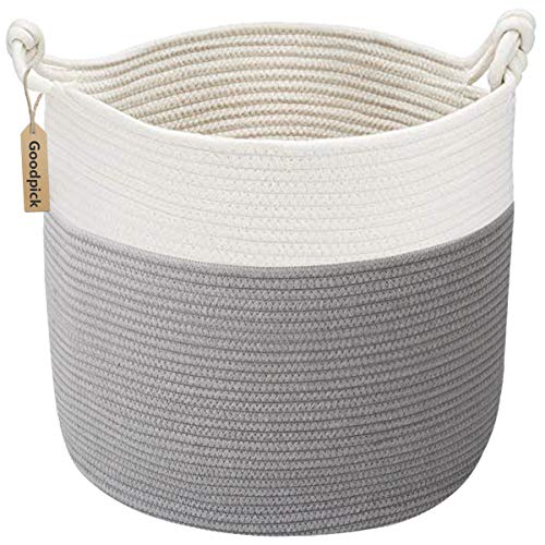 Goodpick Cotton Rope Basket with Handle for Baby Laundry Basket Toy Storage Blanket Storage Nursery Basket Soft Storage Bins Woven Basket 15 15 142 0 belly baby and beyond