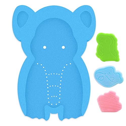 HALLO Soft Infant Bath Sponge Elephant Baby Bath Mat Newborn Comfy Foam Skid Proof Cushion Odor FreeBlue 0 belly baby and beyond