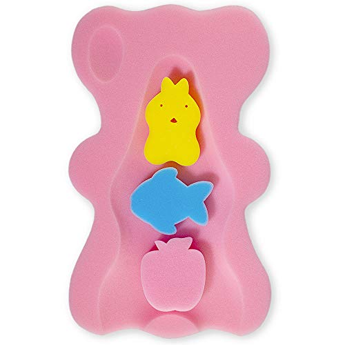 HALLO Soft Infant Bath Sponge Skid Proof Baby Bath Mat Newborn Odor Free Pink 0 belly baby and beyond