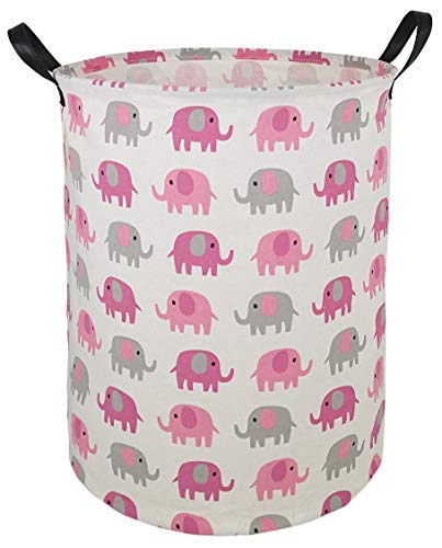 HUAYEE 197 Laundry Hamper Toys Box Storage Bins Canvas Waterproof Collapsible Clothes Organizer Basket with Handle Freestanding Large Cute Light Weight for Home Kids Baby Roomelephant 0 belly baby and beyond