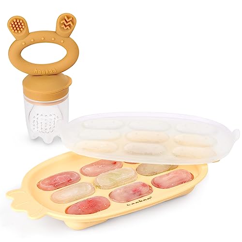 Haakaa Baby Fruit Food Feeder Silicone Nibble Tray Combo Breastmilk Popsicle Mold for Teething Silicone Pacifier Feeder and Teether for Baby Teething Infant Self Feeding 0 belly baby and beyond