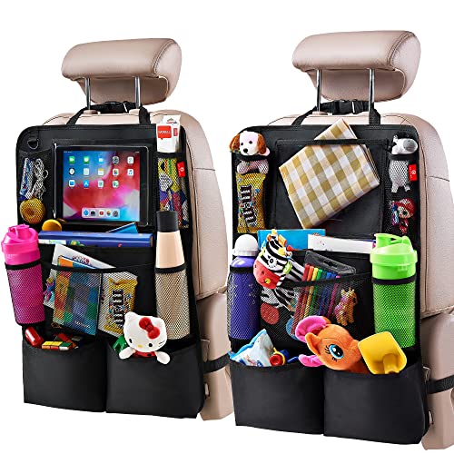 Helteko Backseat Car Organizer Kick Mats Back Seat Protector with Touch Screen Tablet Holder Car Back Seat Organizer for Kids Car Travel Accessories Kick Mat with 9 Storage Pockets 2 Pack Black 0 belly baby and beyond