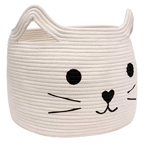 HiChen Large Woven Cotton Rope Storage Basket Laundry Basket Organizer for Towels Blanket Toys Clothes Gifts Pet Gift Basket for Cat Dog 157 L118 H 0 belly baby and beyond