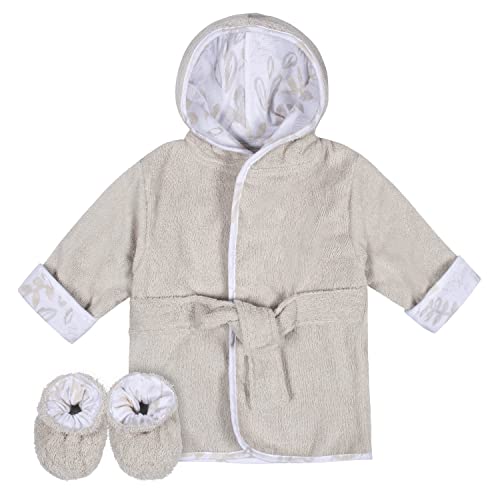 JUST BORN unisex baby Newborn Infant 2 piece Bathrobe Booties Set 0 belly baby and beyond