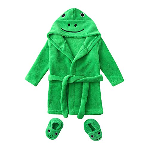 KONFA Toddler Kids Infant Baby Girls Boys Soft Flannel Night Gown Pajamas Cartoon Frog Bath Cloak Hydrophil Bathrobe 0 belly baby and beyond