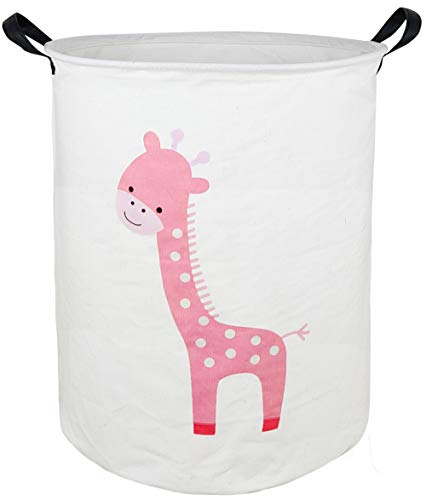 KUNRO Large Sized Storage Basket Waterproof Coating Organizer Bin Laundry Hamper for Nursery Clothes Toys Giraffe 0 belly baby and beyond
