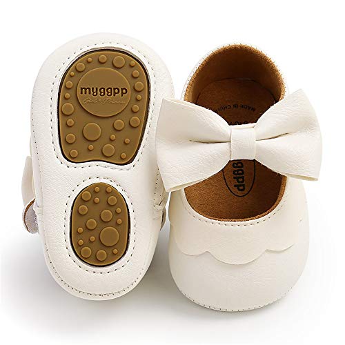 LAFEGEN Baby Girls Mary Jane Flats with Bownot Non Slip Soft Sole PU Leather Newborn Infant Toddler First Walker Cirb Dress Shoes 0 belly baby and beyond