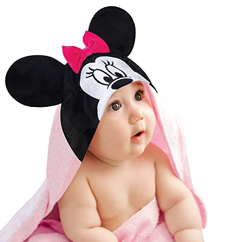 Lambs Ivy Disney Baby Minnie Mouse Pink Cotton Hooded Baby Bath Towel 0 belly baby and beyond