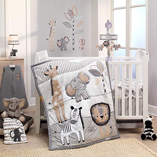 Lambs Ivy Jungle Safari GrayTanWhite Nursery 6 Piece Baby Crib Bedding Set 0 belly baby and beyond