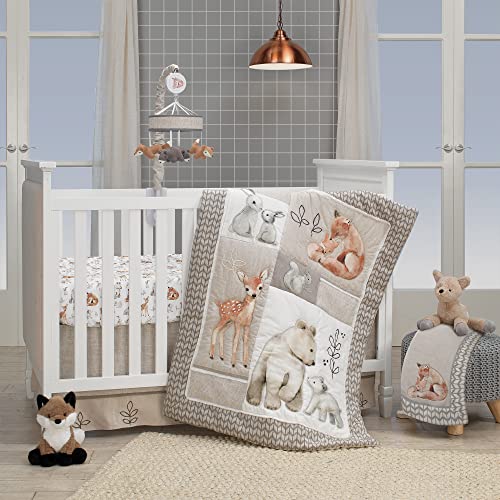 Lambs Ivy Painted Forest 4 Piece Crib Bedding Set Gray Beige White 0 belly baby and beyond