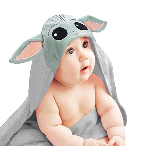 Lambs Ivy Star Wars The ChildBaby YodaGrogu Gray Hooded Baby Bath Towel 0 belly baby and beyond