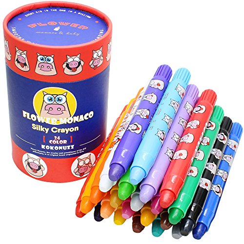Lebze Washable Jumbo Crayons for Toddlers 24 Colors Non Toxic Twistable Kokonuzz Silky Crayons Set Large Crayons for Babies and Kids Gift for Boys and Girls Back to School Flower Monaco 0 belly baby and beyond
