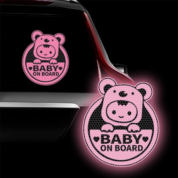 Leniutor Baby On Board Sticker for Cars Cute Koala High Intensity Reflective Waterproof Vinyl Car Decal Kids Child in Car Safety Sign for Car Window Bumper Sticker 6x7 Pink 0 belly baby and beyond