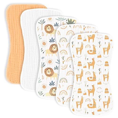 MairMore 5 Pack Muslin Baby Burp Cloths Neutral Muslin Burping Cloths for Baby Boys Girls and Newborn Towel Unisex Large Absorbent Burp Cloths 20 x10 Inches 0 belly baby and beyond