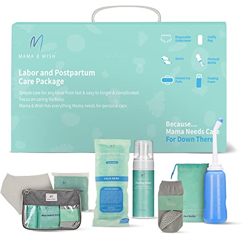 Mama Wish Postpartum Essentials Kit for Mom Post Partum Recovery Kit for Labor and Delivery with Hospital Essentials for Women After Birth Includes Peri Bottle Witch Hazel Comfy Garments More 0 belly baby and beyond