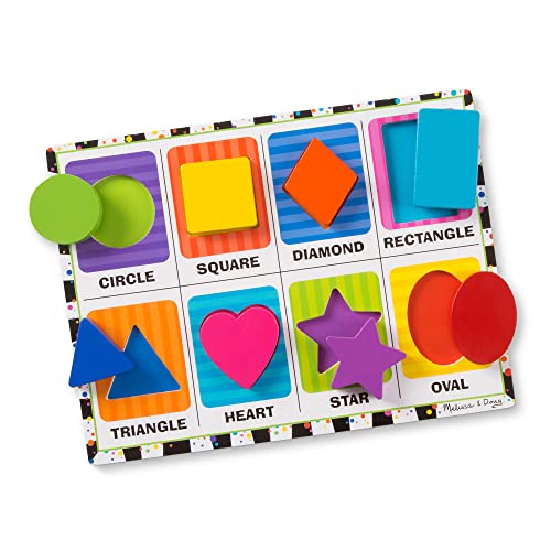 Melissa Doug Shapes Wooden Chunky Puzzle 8 pcs Wooden Puzzles for Toddlers Animal Puzzles For Kids Ages 2 FSC Certified Materials 0 belly baby and beyond