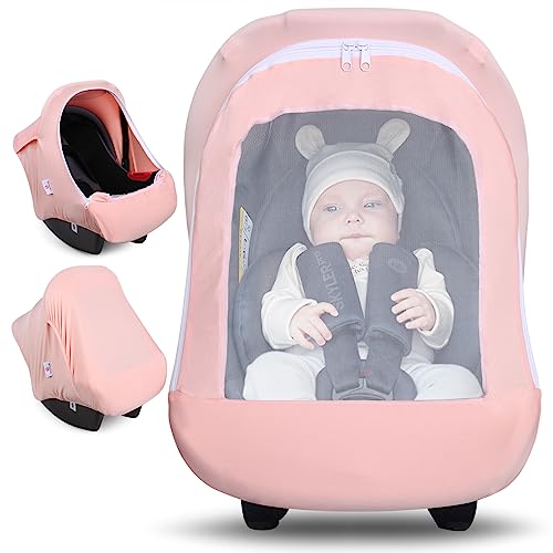 Metplus 2 in 1 Baby Car Seat Cover Multi Use Cover for Baby Car Seat Canopy with Privacy Sun Shade Protect Your Babys Safety Seat with Style Infant Carrier Covers for Boys Girls 0 belly baby and beyond