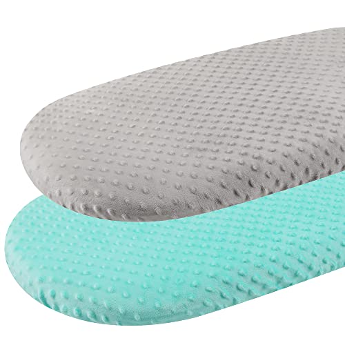 Minky Bassinet Sheet Set 2 Pack Stretch Fitted Cradle SheetsUltra Soft Thick Universal Fit Oval Rectangle Hourglass PadMattress for Baby Girls and Boys Grey Green 0 belly baby and beyond