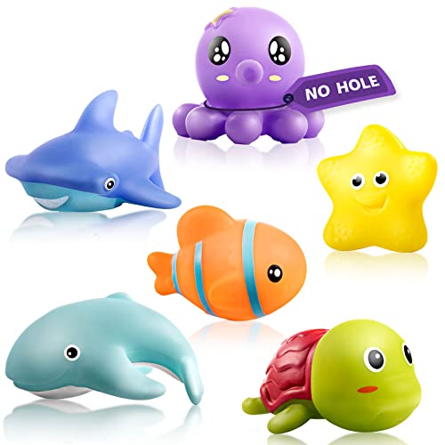 Mold Free Infant Bath Toys for 1 Year Old 6pcs No Hole Ocean Sea Animal Bathtub Toys Baby Bath Tub Toys No Mold 0 belly baby and beyond