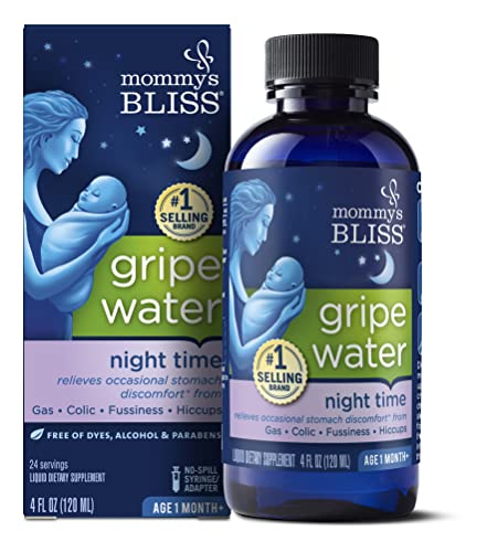 Mommys Bliss Gripe Water Night Time Infant Gas Colic Relief Gentle Safe 4 Weeks 4 FL OZ Bottle Pack of 1 0 belly baby and beyond