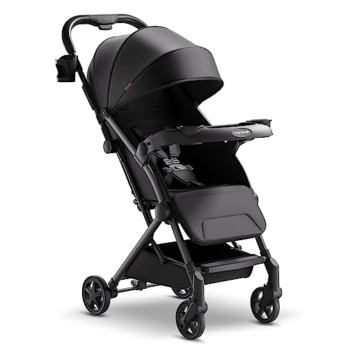 Mompush Lithe V2 Lightweight Stroller Snack Tray Ultra Compact Fold Airplane Ready Travel Stroller Near Flat Recline Seat Cup Holder Raincover Travelbag Included 0 belly baby and beyond