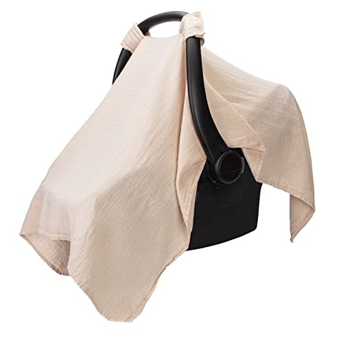 Muslin Cotton Baby Car Seat Cover Universal Fit Carseat Canopy Covers for Babies Girls and Boys by Comfy Cubs Blush 0 belly baby and beyond