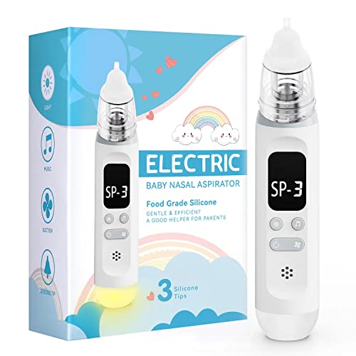 Nasal Aspirator for Baby Electric Baby Nose Sucker with Adjustable 3 Levels Suction Rechargeable Booger Sucker for Babies with 8 Light Modes and 3 Nursery Rhymes 0 belly baby and beyond