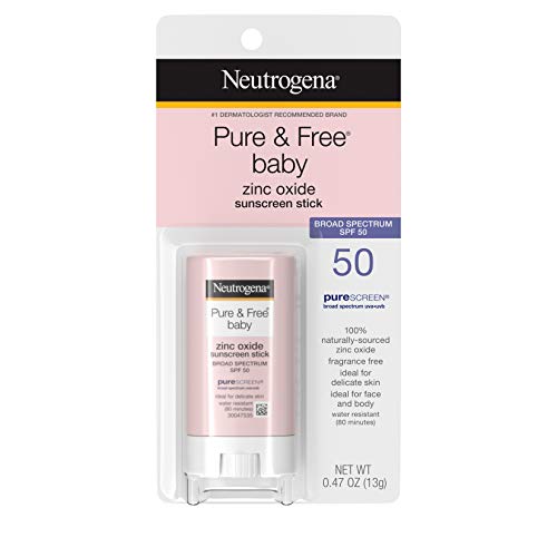 Neutrogena Pure Free Baby Mineral Sunscreen Stick with Broad Spectrum SPF 50 Zinc Oxide Water Resistant Hypoallergenic Paraben Dye PABA Free Baby Face Body Sunscreen 047 oz 0 belly baby and beyond