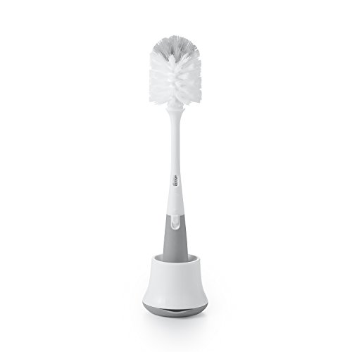 OXO Tot Bottle Brush with Nipple Cleaner and Stand Gray 0 belly baby and beyond