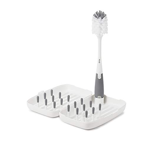 OXO Tot Travel Size Drying Rack with Bottle Brush Gray 0 belly baby and beyond