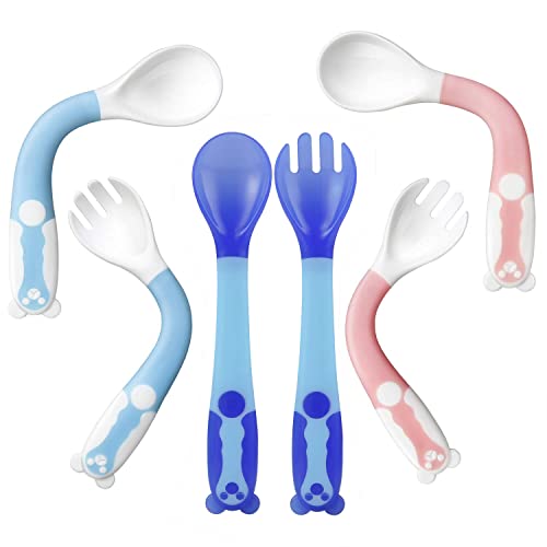 PandaEar Baby Bendable Utensils Spoons Training Learning Feeding for Kids Toddlers Children and Infants BPA Free 3 Sets Great Gift Set Easy Grip Fork Tableware 0 belly baby and beyond