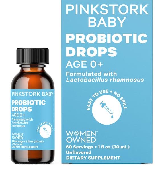 Pink Stork Baby Probiotic Drops Newborn Infant Toddler Probiotics to Help Aid Digestion and Constipation Support Newborn Essentials 1 fl oz 2 Month Supply 0 belly baby and beyond