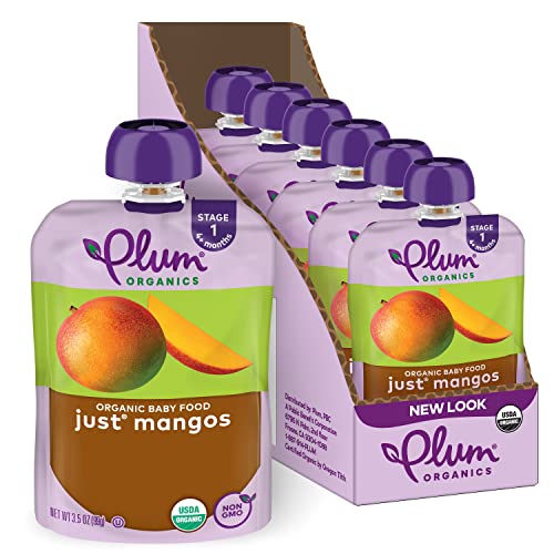 Plum Organics Stage 1 Organic Baby Food Meals 4 Months Mango Puree 35 Ounce Pouch Pack Of 6 Packaging May Vary 0 belly baby and beyond