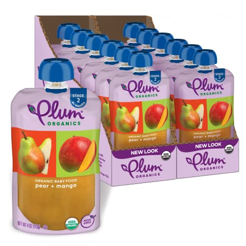 Plum Organics Stage 2 Organic Baby Food Meals 6 Months Pear Mango 35 Ounce Pouch Pack Of 12 0 belly baby and beyond