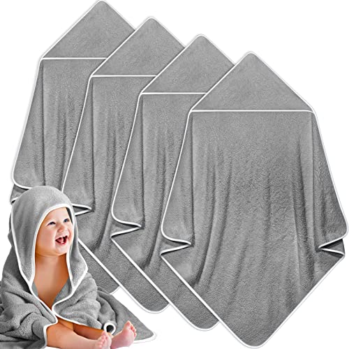 Reginary 4 Pack Baby Hooded Towels Coral Fleece Baby Bath Towels 30 x 30 Inch Soft Absorbent Hooded Bath Blanket for Newborn Toddler Infant Boy Girl Shower Gift Supplies Gray 0 belly baby and beyond
