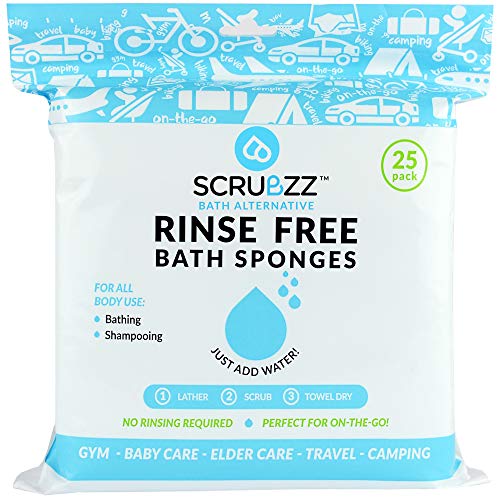 Scrubzz Disposable Rinse Free Bathing Wipes 25 Pack All in 1 Single Use Shower Wipes Simply Dampen Lather and Dry Without Shampoo or Rinsing 0 belly baby and beyond