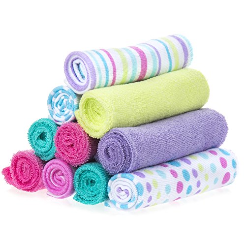 Spasilk Washcloth Wipes Set for Newborn Boys and Girls Soft Terry Washcloth Set Pack of 10 Aqua Bubbles 010 1201 0 belly baby and beyond