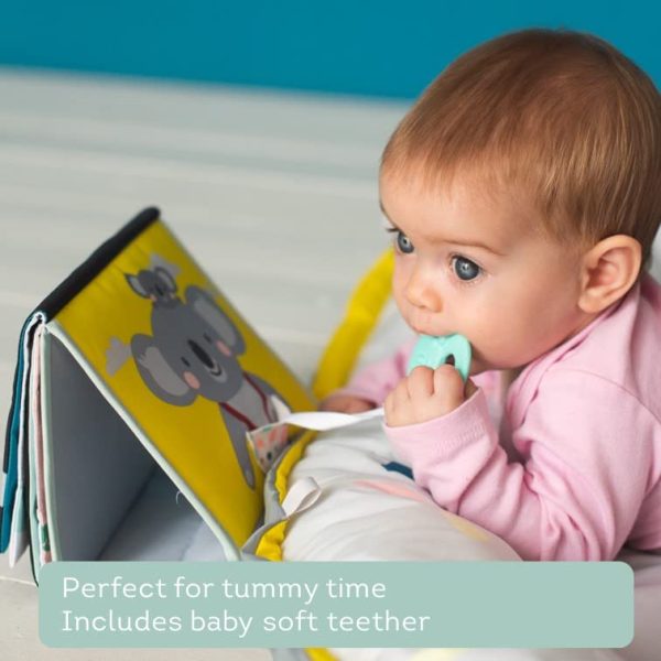 Taf Toys Koala Infant Tummy time High Contrast Soft Crinkle Activity Book with Huge Baby Safe Mirror 3D Activities Textures and a Soft Baby Teether 0 0 belly baby and beyond