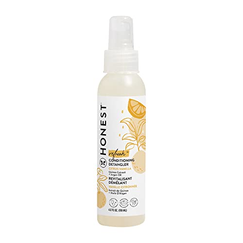 The Honest Company Conditioning Hair Detangler Leave in Conditioner Fortifying Spray Tear free Cruelty Free Hypoallergenic Citrus Vanilla Refresh 4 fl oz 0 belly baby and beyond