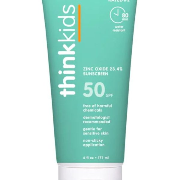 Thinksport Kids SPF 50 Mineral Sunscreen Safe Natural Sunblock for Children Water Resistant Sun Cream Broad Spectrum UVAUVB Sun Protection Vegan Reef Friendly Sun Lotion 6oz 0 belly baby and beyond