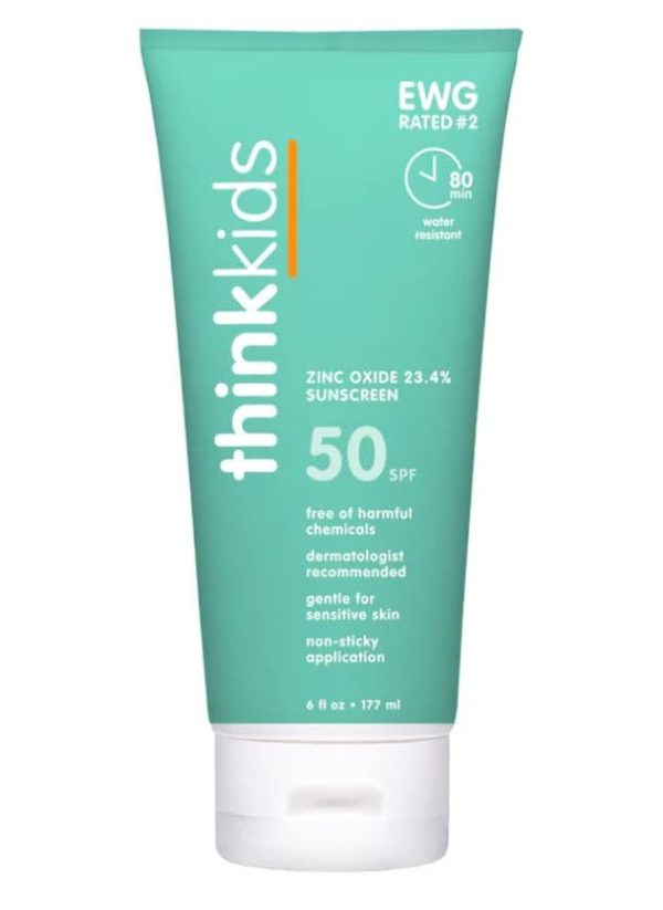 Thinksport Kids SPF 50 Mineral Sunscreen Safe Natural Sunblock for Children Water Resistant Sun Cream Broad Spectrum UVAUVB Sun Protection Vegan Reef Friendly Sun Lotion 6oz 0 belly baby and beyond