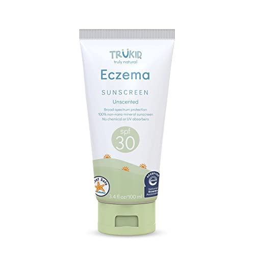 TruKid Eczema SPF 30 Sunscreen UVAUVB Protection for Sensitive and Irritated Skin Unscented NEA Approved for Eczema Reef Safe Planet Friendly Non Nano 34 oz 0 belly baby and beyond