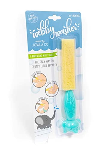 Webby Washer Ollie Bathing Loofah Sponge for Infant Baby and Newborn Organic and Safe for Babies Grey Teal 0 belly baby and beyond
