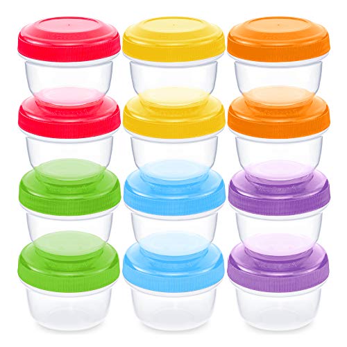 WeeSprout Baby Food Containers Small 4 oz Containers with Lids Leakproof Airtight Freezer Safe Dishwasher Safe Thick Food Grade Plastic Set of 12 Baby Food Storage Containers Color Options 0 belly baby and beyond