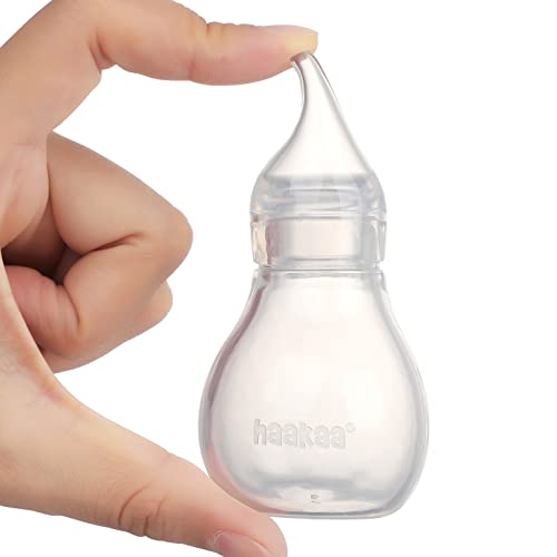haakaa Silicone Baby Nasal Aspirator Safe Baby Nose Cleaner Easy Squeeze Nose Ear Bulb Syringe 0m NewbornToddler Transparent 0 belly baby and beyond
