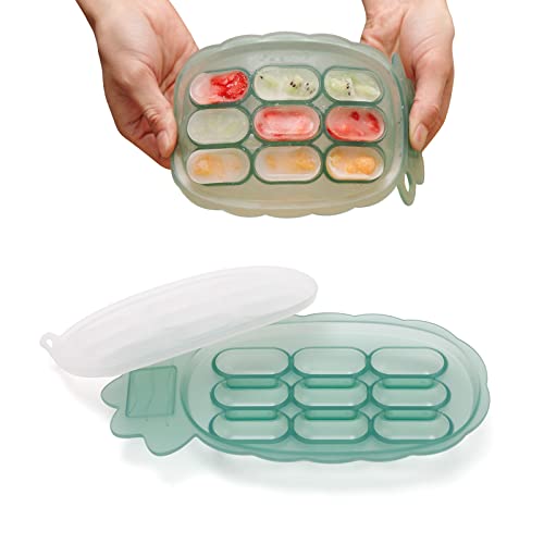 haakaa Silicone Nibble Freezer Tray Breast Milk Teething Popsicle Mold Baby Fruit Food Feeder Teether Tray Ice Cube Maker Serving Plate Stackable Snack Storage Tray Baby Toddler BPA Free 0 belly baby and beyond