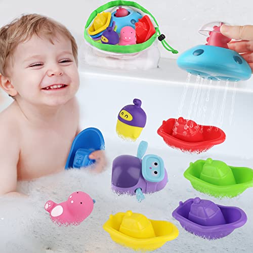 iPlay iLearn Bath Toys for Toddlers 1 3 Baby Bathtub Pool Toys Infant Fun Bath Tub Time Floating Stacking Boats Water Toy Birthday Shower Gift Set for 6 9 12 18 Month 1 2 3 Year Girls Boys Kids 0 belly baby and beyond